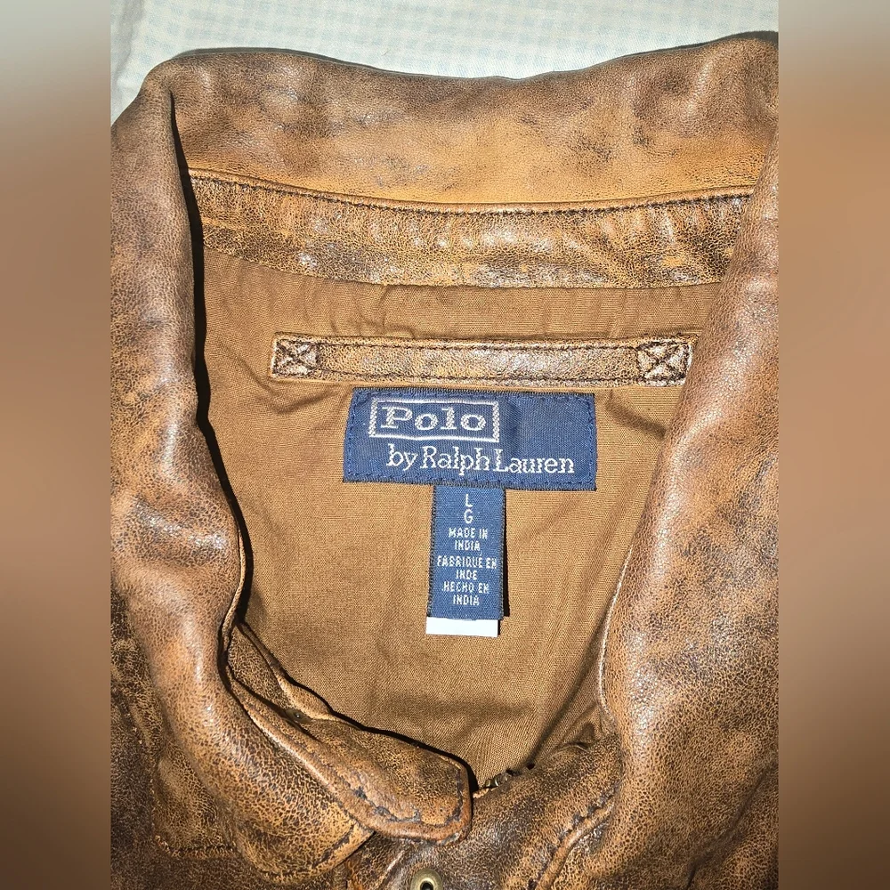 Polo Ralph Lauren Brown Leather Flight Jacket - Picture 5 of 5